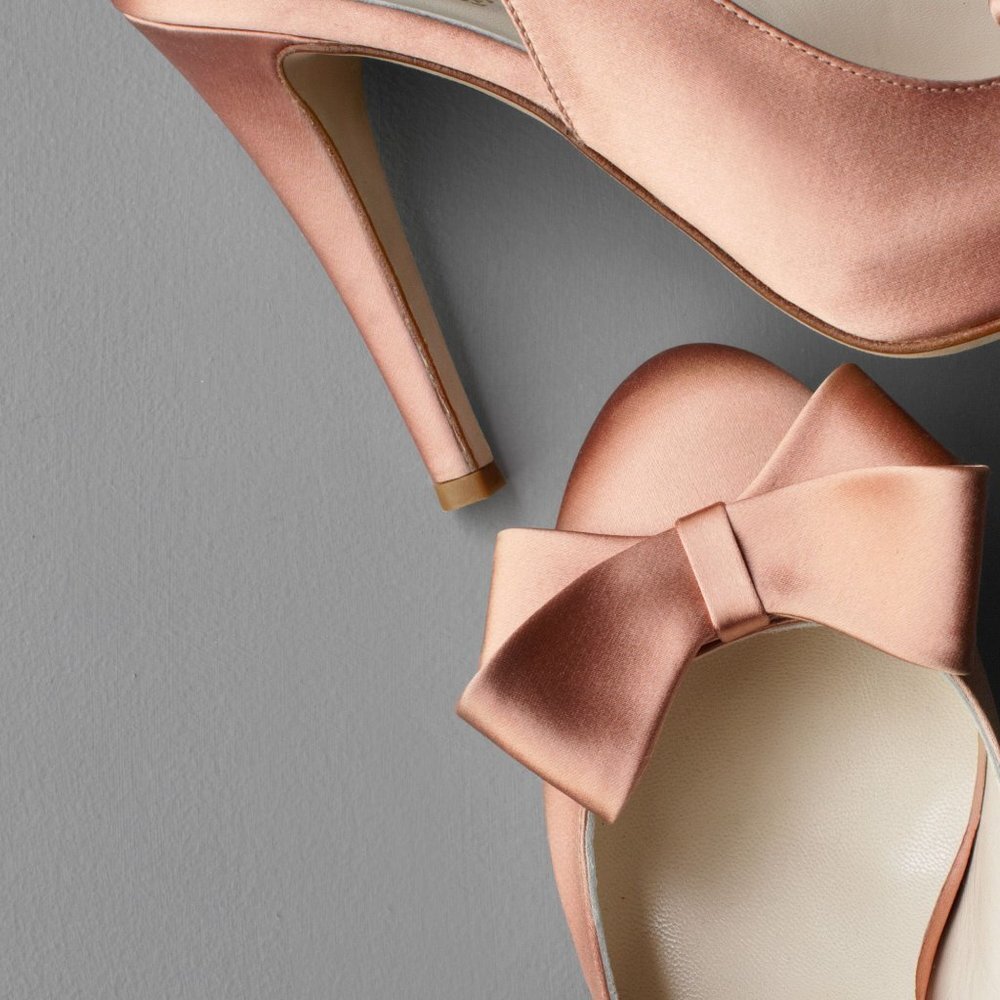 NEW in Box BHLDN Peachy Pink Bow-Topped Slingbacks